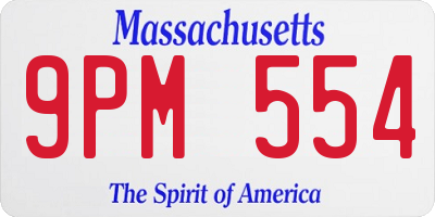 MA license plate 9PM554