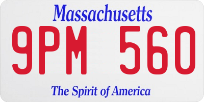MA license plate 9PM560