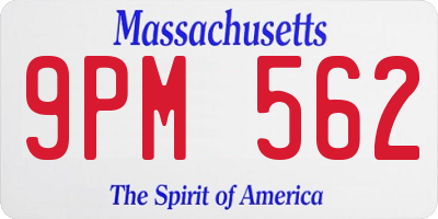 MA license plate 9PM562