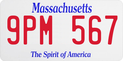 MA license plate 9PM567