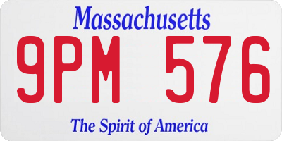 MA license plate 9PM576