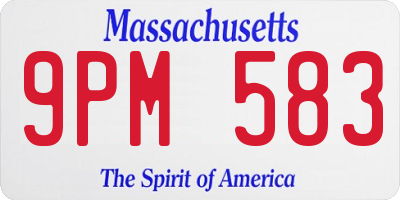 MA license plate 9PM583