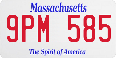 MA license plate 9PM585