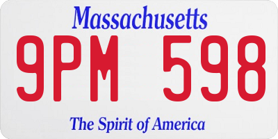 MA license plate 9PM598