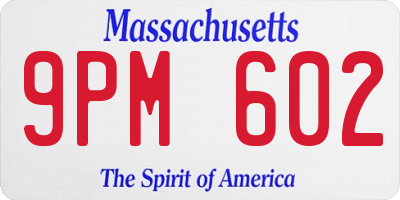 MA license plate 9PM602