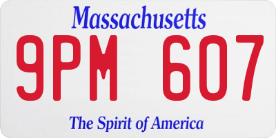 MA license plate 9PM607