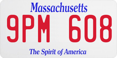 MA license plate 9PM608