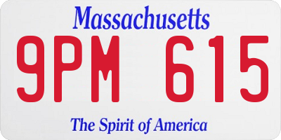 MA license plate 9PM615