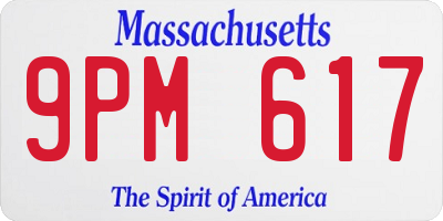 MA license plate 9PM617