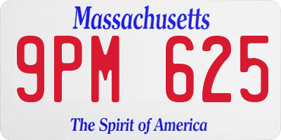 MA license plate 9PM625