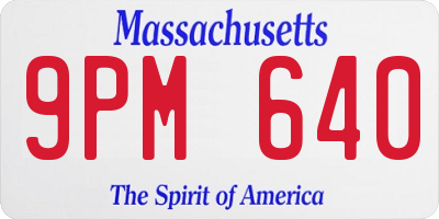 MA license plate 9PM640