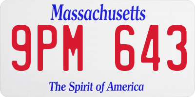 MA license plate 9PM643