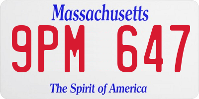 MA license plate 9PM647