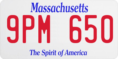 MA license plate 9PM650
