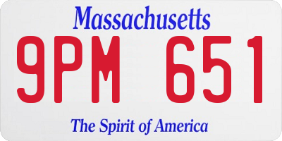 MA license plate 9PM651