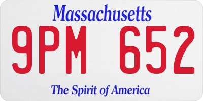 MA license plate 9PM652