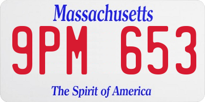 MA license plate 9PM653