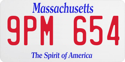 MA license plate 9PM654