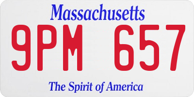 MA license plate 9PM657