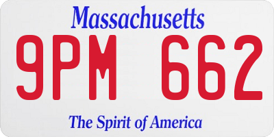 MA license plate 9PM662