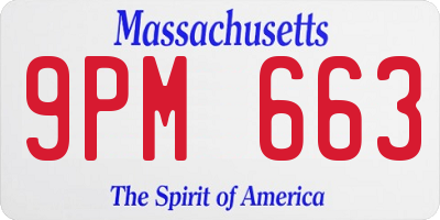 MA license plate 9PM663