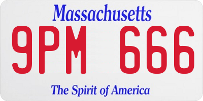MA license plate 9PM666