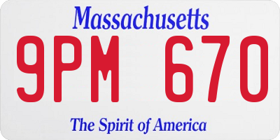 MA license plate 9PM670