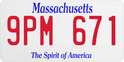 MA license plate 9PM671