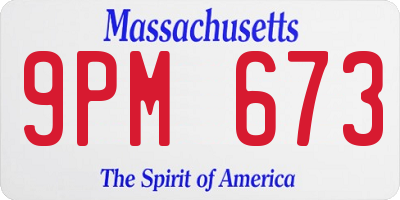 MA license plate 9PM673