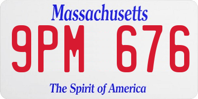 MA license plate 9PM676
