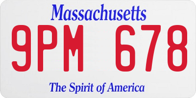 MA license plate 9PM678