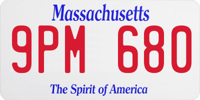 MA license plate 9PM680