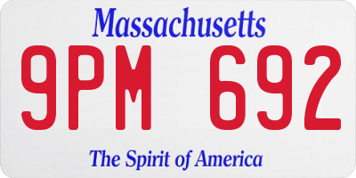 MA license plate 9PM692