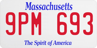 MA license plate 9PM693
