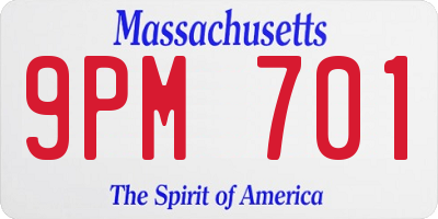 MA license plate 9PM701