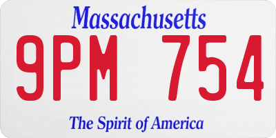 MA license plate 9PM754