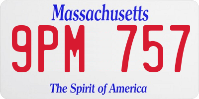 MA license plate 9PM757