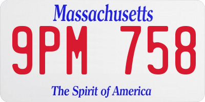 MA license plate 9PM758
