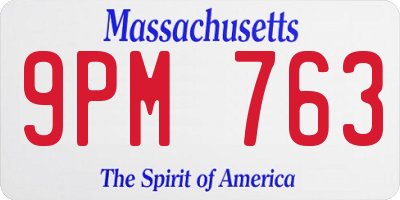 MA license plate 9PM763