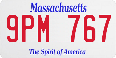 MA license plate 9PM767