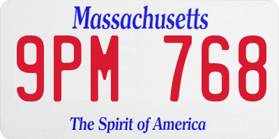 MA license plate 9PM768