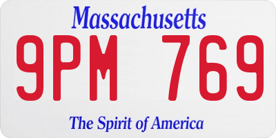 MA license plate 9PM769