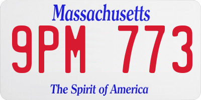 MA license plate 9PM773