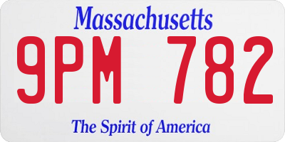 MA license plate 9PM782