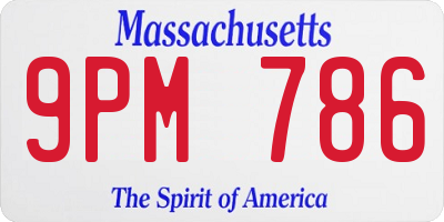 MA license plate 9PM786