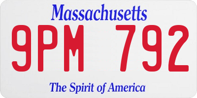 MA license plate 9PM792