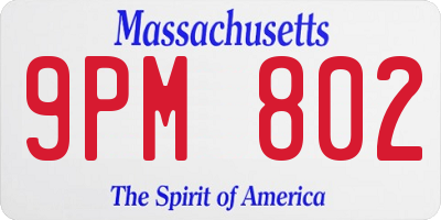 MA license plate 9PM802