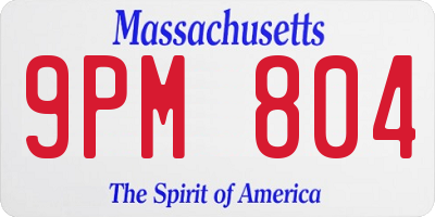 MA license plate 9PM804