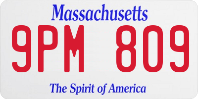 MA license plate 9PM809