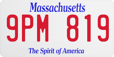MA license plate 9PM819